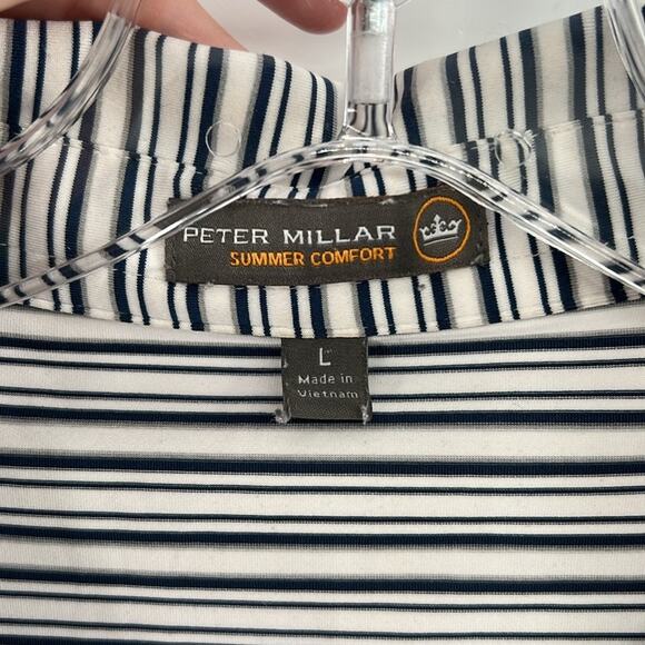 Peter Millar Men's Summer Comfort Short Sleeve Polo - Navy/Silver/White - Large - Picture 3 of 7